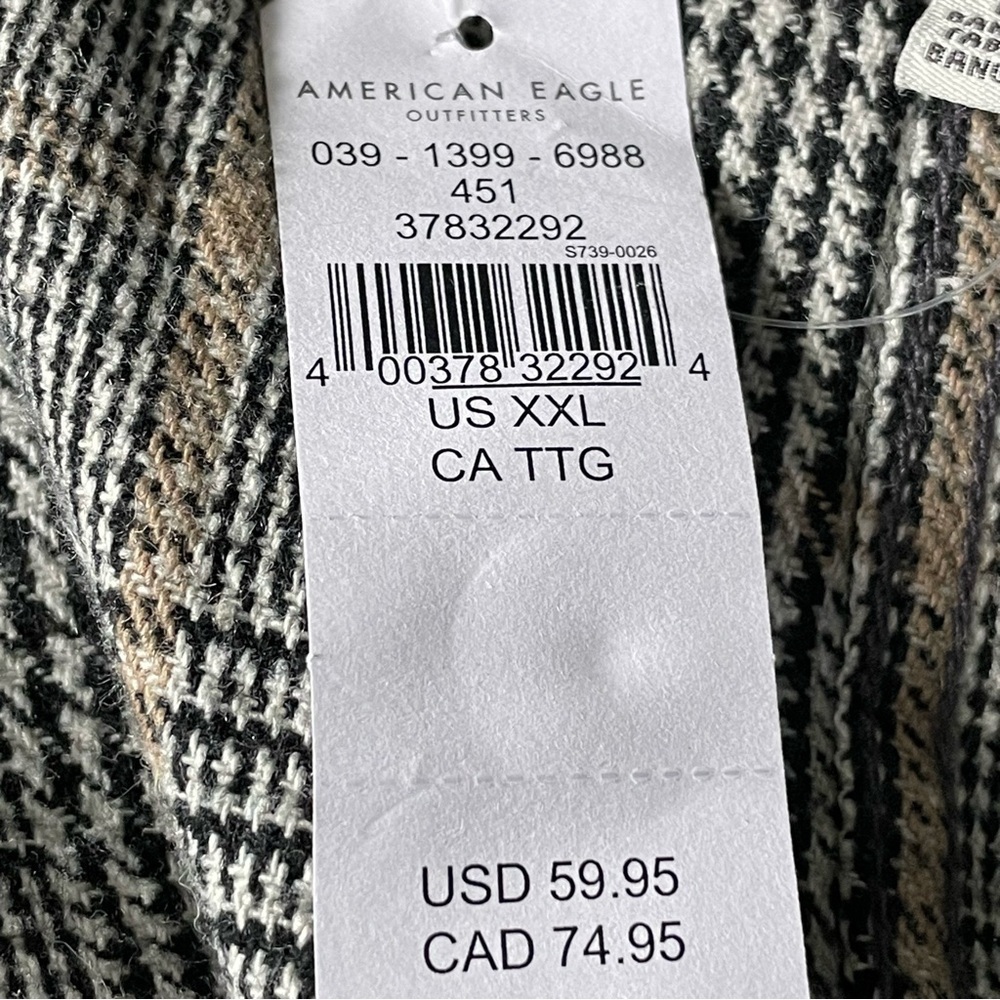 New! American Eagle Black/Tan Plaid Button Front Vest Mini Dress NWT - 35589 - Picture 12 of 14